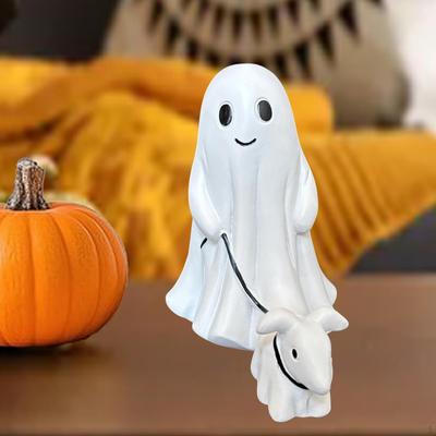 Halloween Walking Dog Statue Ornament Cute Gift Resin Sculpture Spooky Figurine for Shelf Yard