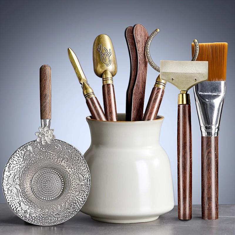 Tang Feng Tea Ceremony Six Gentlemen Set Kung Fu Tea Accories Clete Home High End Bla Ebony 6 Gentlemen Yu Kiln Tea Tube
