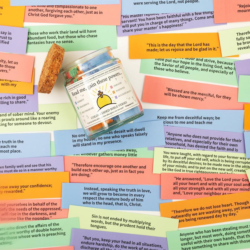 Bible Verse Jar, Read Me When Bible Verses Jar,Bible Verse Gifts, Blessings Jar, Color Coded Bible Verses In A Jar