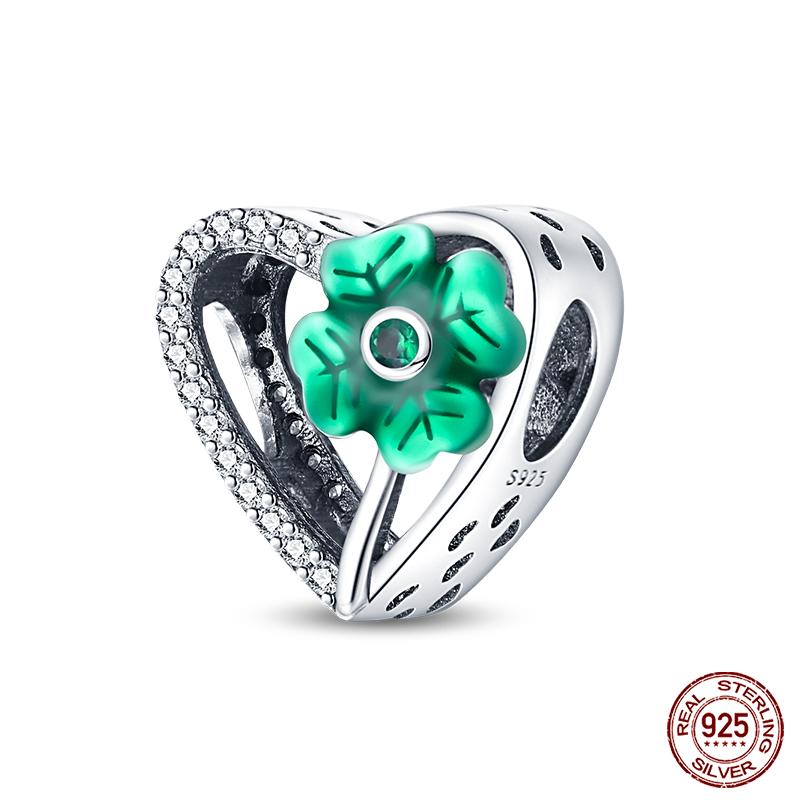 Copper Tree Of Life Four-Leaf Clover Green Series Charms Beads Fit Qikaola Original Bracelet Diy Jewelry Making