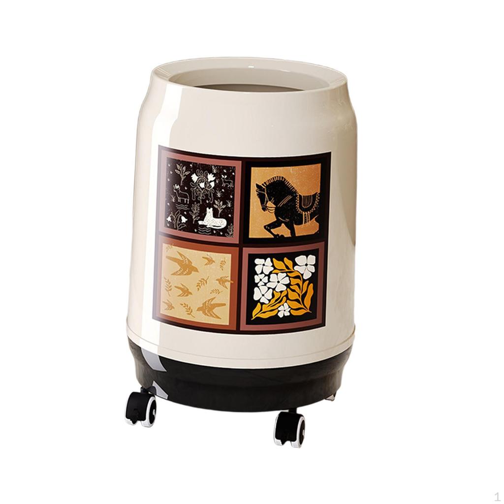 Decorative Large Capacity Trash Can with Universal Wheels for Kitchen, Vanity, Garage, RV.