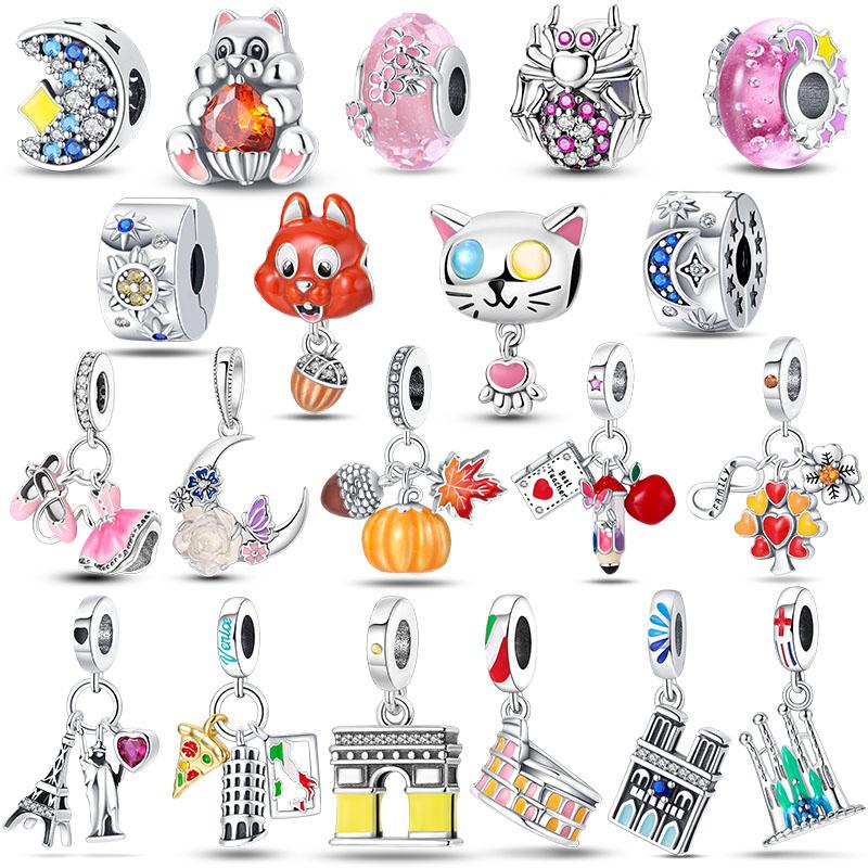 Copper Plated Charms Eiffel Tower Arc De Triomphe Fit Original Bracelet Making Jewelry Gift