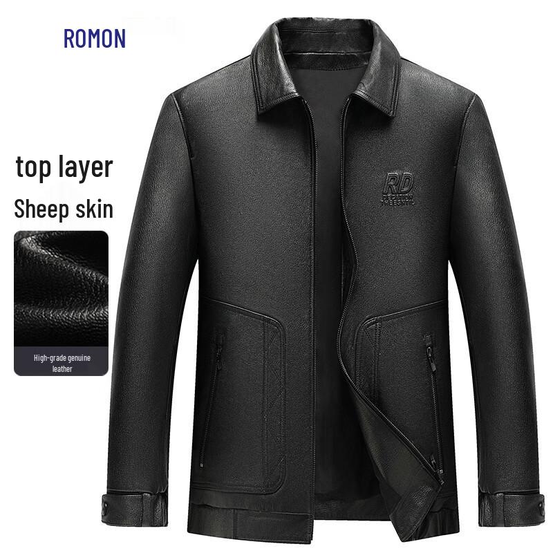 

Men s Genuine Sheepskin Leather Lapel Jacket 4XL