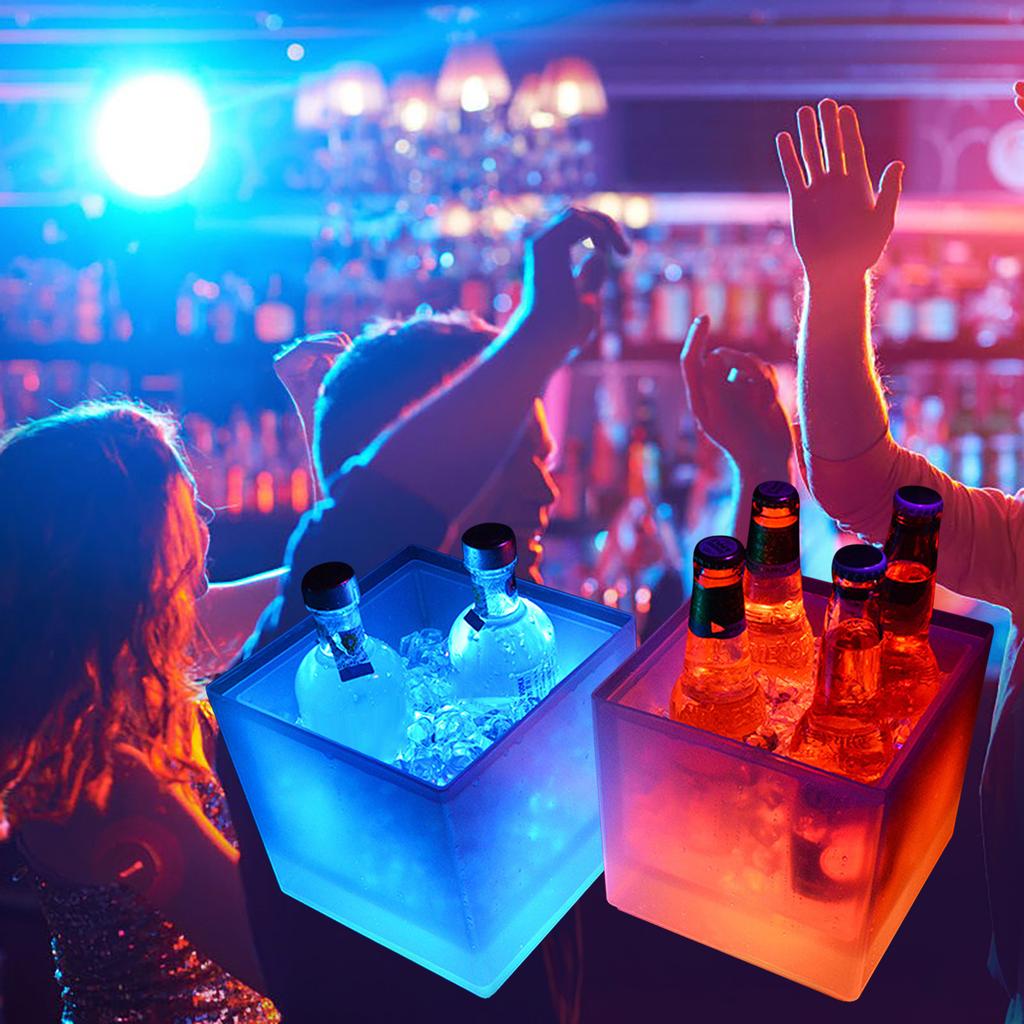 Secchiello Per Ghiaccio, Con LED Che Cambia Colore, a Doppio Strato,Per Birra