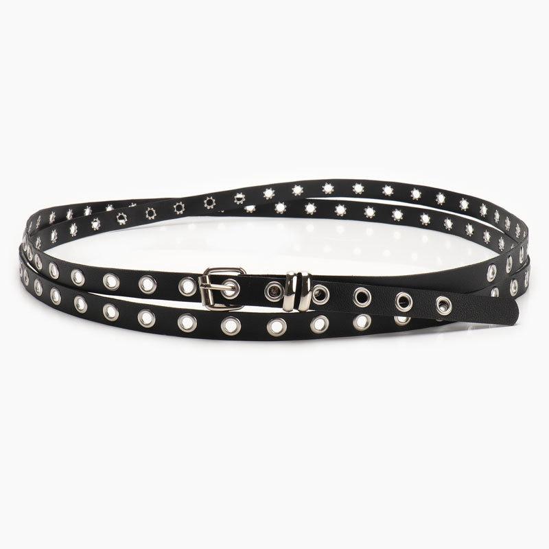 Y2k Fashion Punk Belt For Women With Double Ring Rivets For Daily Wear And Street Outfits