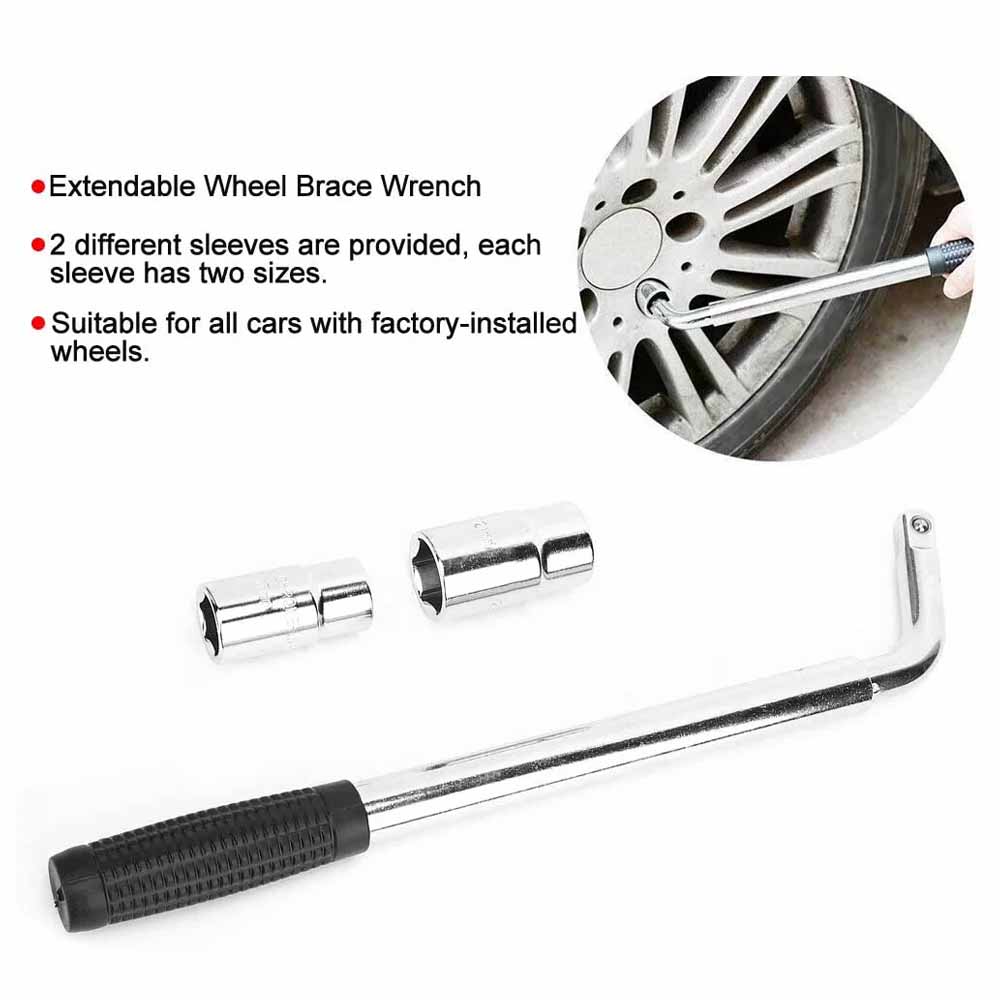 Professional Extendable Wheel Brace Wrench Telescopic with Socket Tyre Nut 17mm 19mm 21mm 23mm For Car Repairs Tools