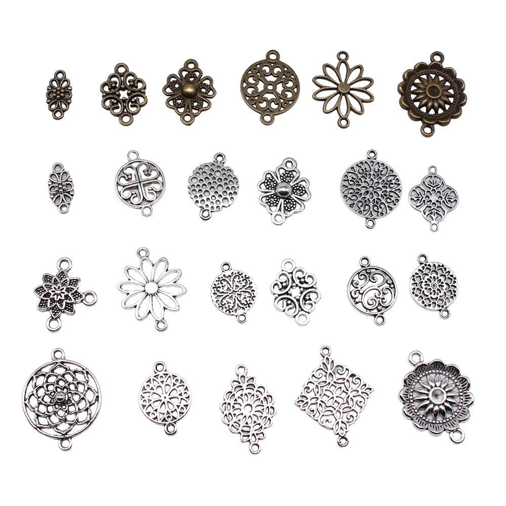 20pcs Antique Bronze Color Antique Silver Plated Charm Connector For Jewelry Making Bracelet DIY Accessories