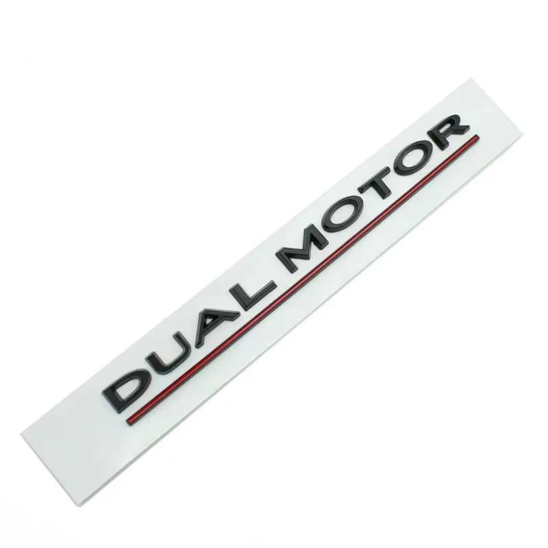 ETWZ4 3D Raised DUAL MOTOR Underlined Letters Emblem for Tesla Model 3 Y X S Car Styling High Performance Trunk Badge Sticker