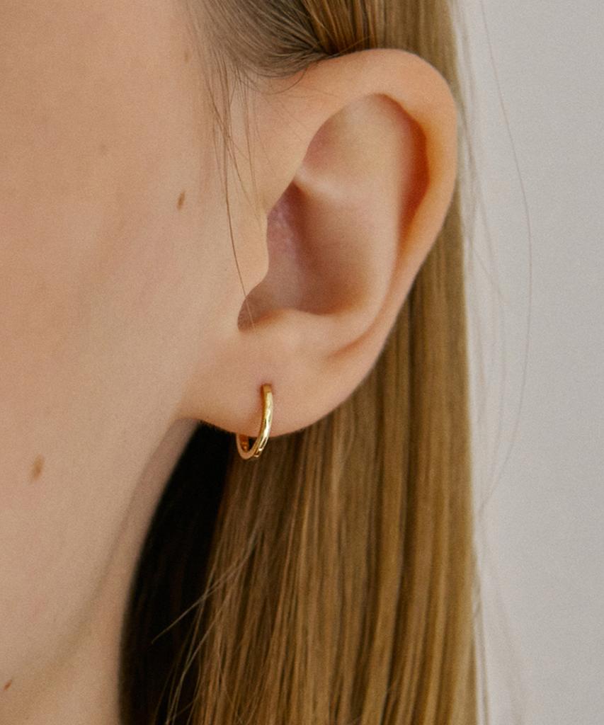 Akarki 14K Dainty One-Touch Ring Earrings / 2 Sizes