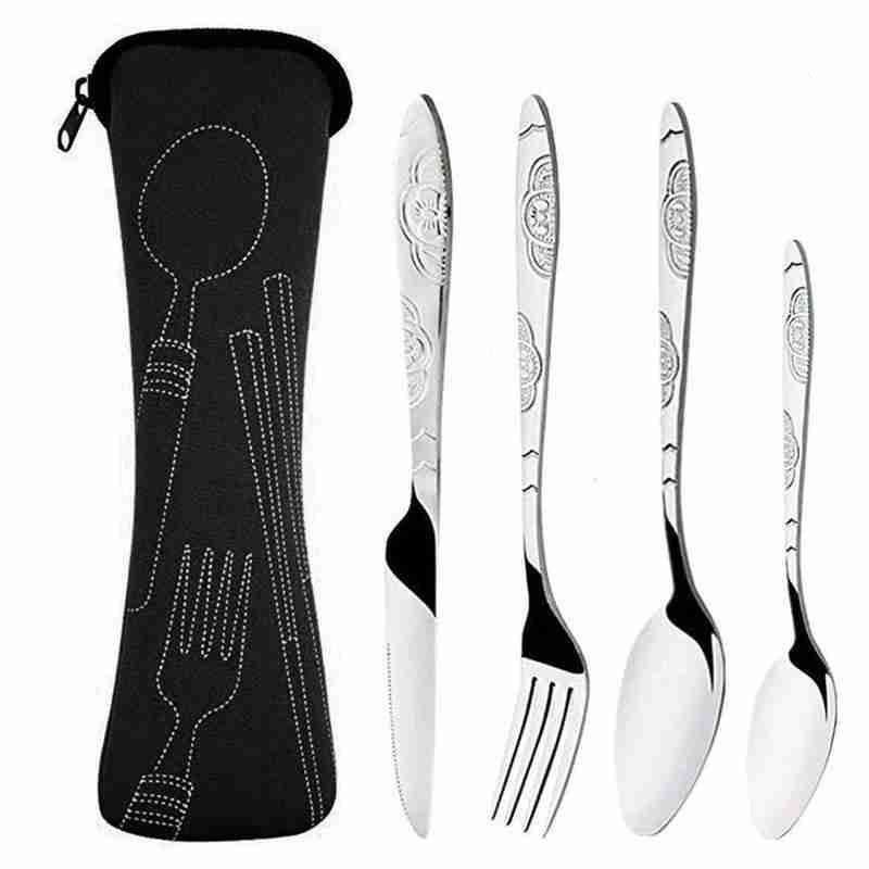 Portable Tableware Bag Spoon Fork Knife Cutlery Storage Bag Camping Utensils for Dinner Household Tool Travel Camping Spoon