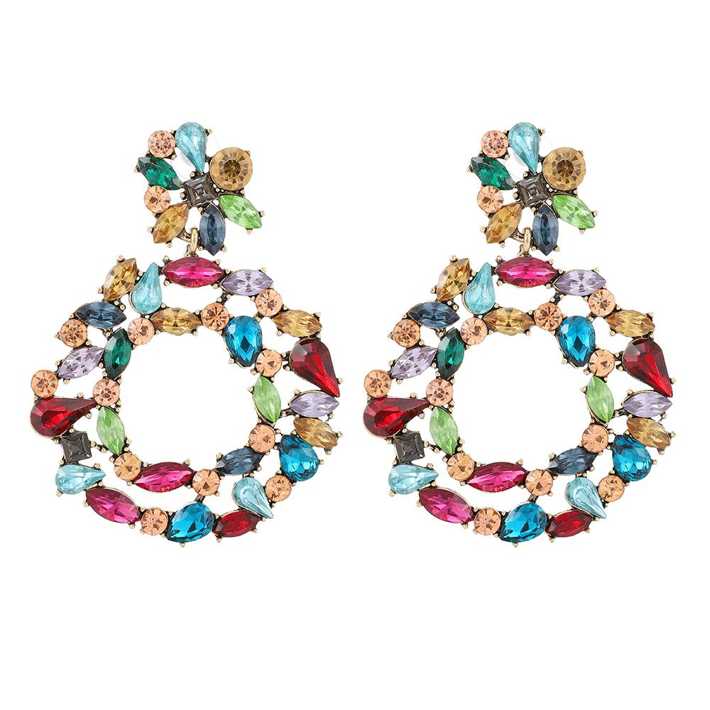 2022 New Products 16 Colors New Rhinestones Jewelry Statement Earrings Big Glass Drop Earrings for Women Fashion Accessories