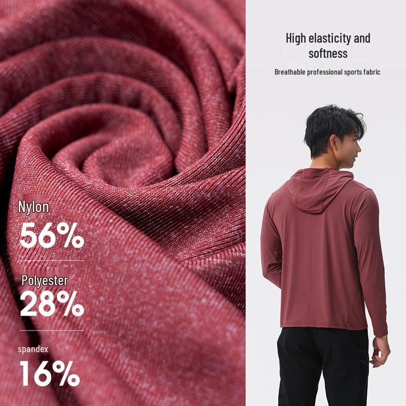 Bird House Men's Long Sleeve Hooded Fitness Wear - Loose Fit Elastic Muscle Training T-Shirt