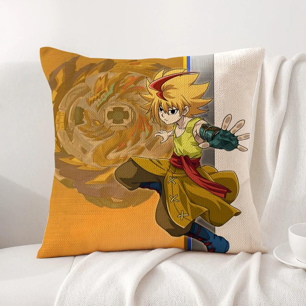 Hot Anime B-Beyblade Cushion Cover Summer Coolness Linen Fabric Double-Sided Printing Pillow Case Sofa Home Decor Gift