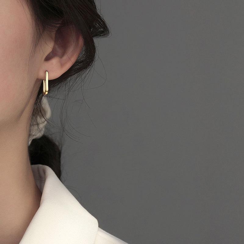 925 Silver New Trendy O-Shape Square Hoop Earrings Temperament Simple Charm Elegant Jewelry Accessories