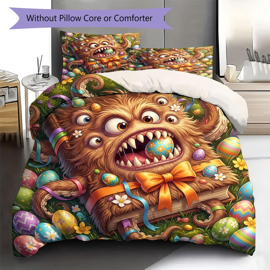 Magical Easter Egg Pattern Bedding Quilt Set Quilt Cover Pillowcase Home Decoration Birthday Gift (1 * Duvet Cover + 2 * Pillowcase, Without Core)