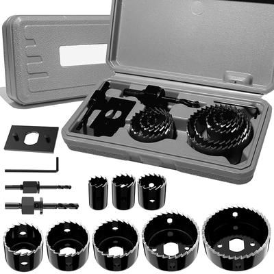 Lochsägen-Set, 11-teilig, Lochsägen-Set im Koffer, Bohrer-Set mit Dornen und Sechskantschlüssel für Weichholz, Sperrholz, Trockenbau, PVC