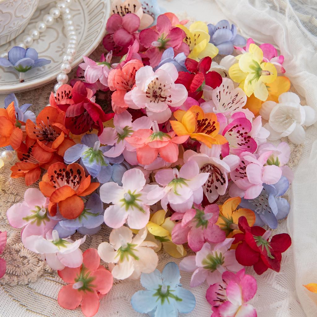 20/50 Stück Kleine Pfirsichblüten Künstliche Blumen Haus Zimmer Tischdeko Kranz Hochzeit Braut DIY Zubehör Kopfschmuck Brosche Geschenk