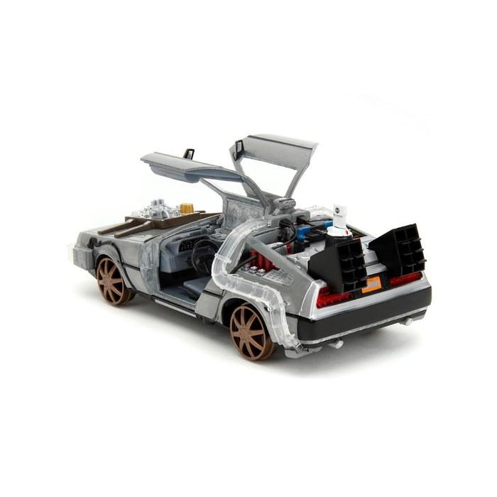 Jada Toys Back To the Future Part III Time Machine (DeLorean) 1/24 Scale with Rail Wheels & Lights