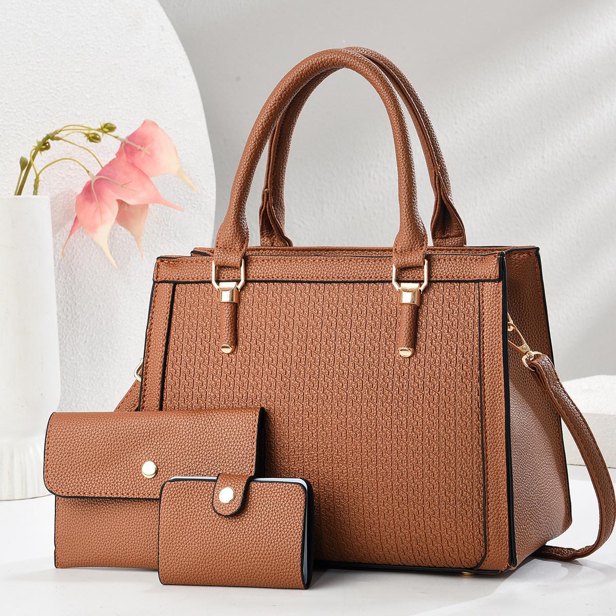 

New Design Spliced Pressed Flower Bag Three-piece Set of High Level Style Level Macaron Shoulder Bag Crossbody Bag Send Mother Bag .