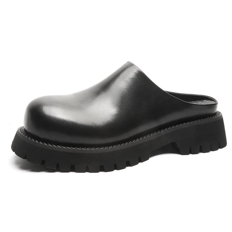 

Мужские летние кожаные сандалии Baotou 2024 года: Повседневные матовые туфли на толстой подошве 44