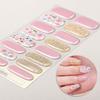 16Tips French Flowers Gel Nail Strips Long Lasting Full Cover Glitter Baking-Free Gel Nail Stickers DIY Manicure Decoration