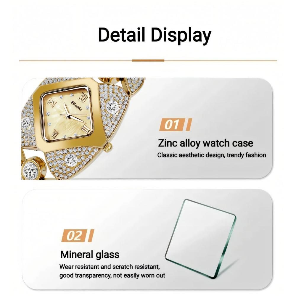 Unique Design Gold Women Bracelet Watches Luxury Elegant Wrist Watches For Ladies Full Diamond Women Quartz Wristwatches