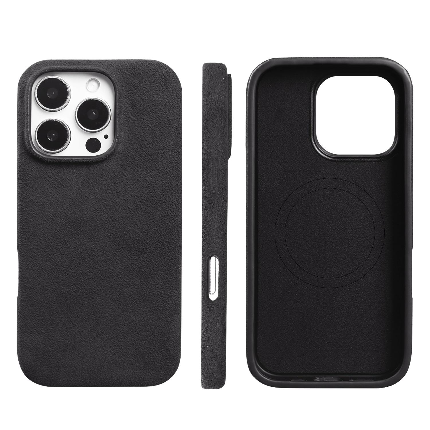 

Full Coverage Magnetic Case For iPhone16 Pro 17 15 14 13 12 for ALCANTARA Magsafe Artificial Leather Supercar Suede Phone Cover Fur Leather&iPhone Air