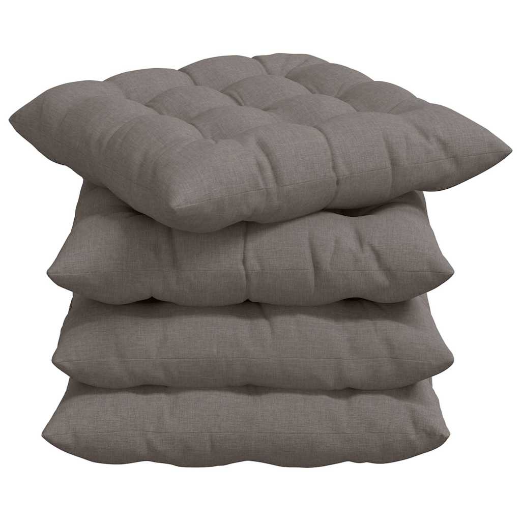 Seat Cushion Set 4 Pcs Taupe 40 X 40 X 6 Cm Fabric