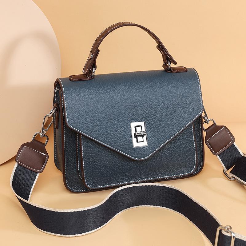 

Leather temperament women s bag versatile handbag new women s commuter bag messenger bag small square bag синій