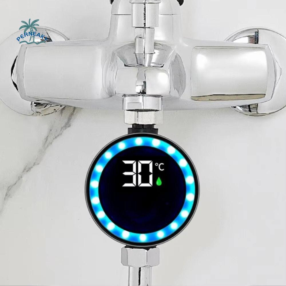 Stainless-Steel Water Temperature Gauge Precise Measurement Waterproof Bath Water Thermometer LED Indicator Tool nero