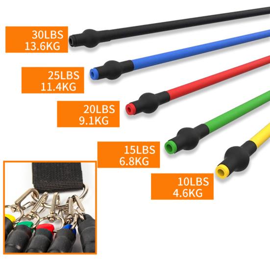 11 Pcs Resistance Bands Set Stretch Exercise Bands with Handles Home Gym Workout Bands Up To 100lbs for Physical Therapy Strength Training