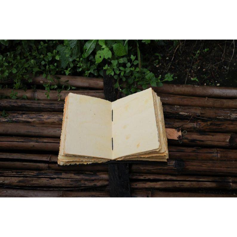 Sun Moon Leather Journal for Men Women 200 Pages of Antique Handmade Deckle Edge Vintage Paper Traveling Sketchbook