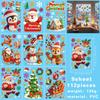 9PCS/Set Electrostatic Cartoon Santa Glass Decals Decorative Static Sticker  Home Decoration