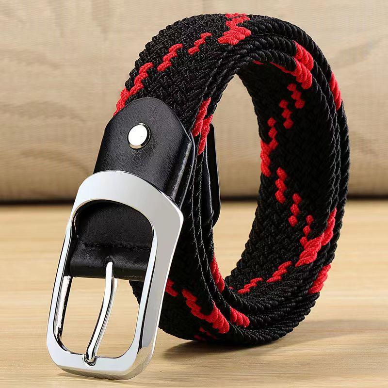 Universal Men'S And Women'S Woven Elastic Canvas Belt, Elastic And Non-Porous, Randomly Interspersed Belt, Breathable And Comfortable Belt