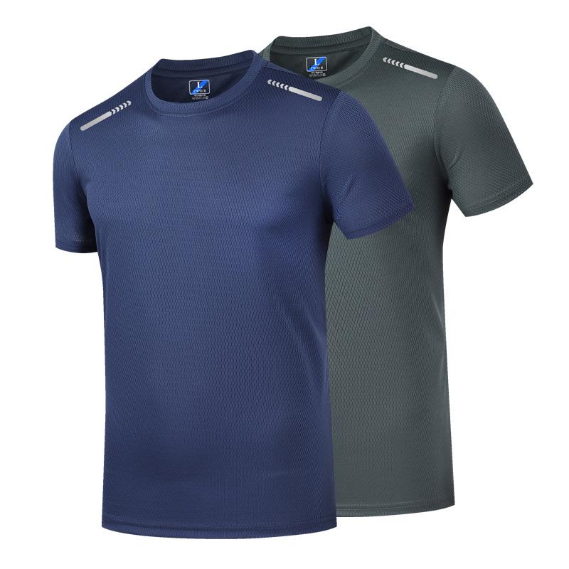 Ice Silk Men's Short Sleeved T-shirt Men's Summer Mesh Youth Breathable T-shirt Sports Quick Drying T-shirt