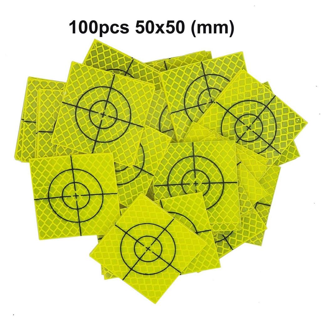 100pcs Total Station Reflector 20/30/40/50/60mm Fluorescent Yellow Reflector Sheet Target Aim Target Sticker Measurement