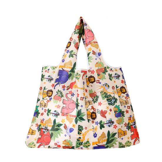 Tote Bag Eco-friendly Large Capacity Portable Print Square Storage Polyester Foldable Design Beach Bag Vacation Use