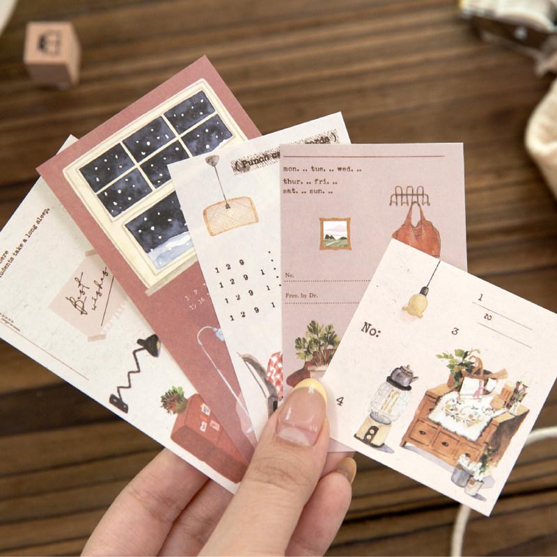 Retro Hand-Painted Style Sticky Notes for Warm Home Diaries and Collages