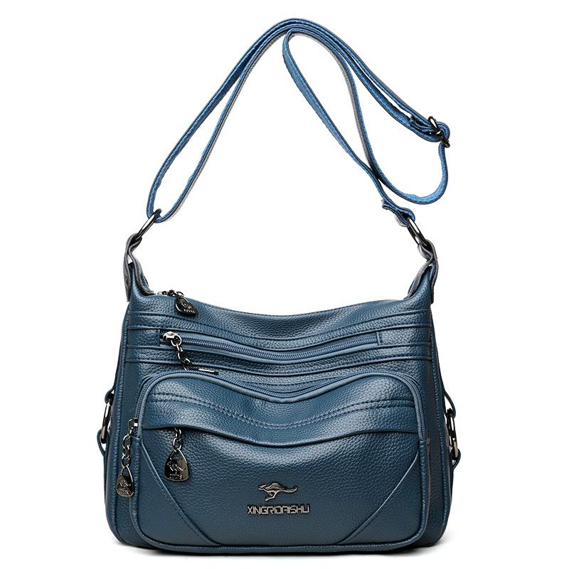 

Сумка на одно плечо, Женская многокарманная сумка кроссбоди, Ретро сумка для мамы, Сумка с тиснением под личи синий