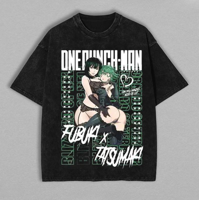 OnePunch Man Anime Fubuki Tatsumaki Graphic T Shirt Harajuku Washed Tshirt Men Women Clothes Oversized Cotton Short Sleeve Tee S