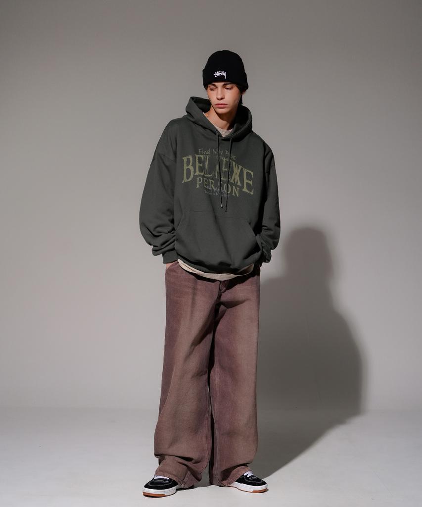 Believe Heavy Cotton Hoodie Deep Grey Kmhd6830