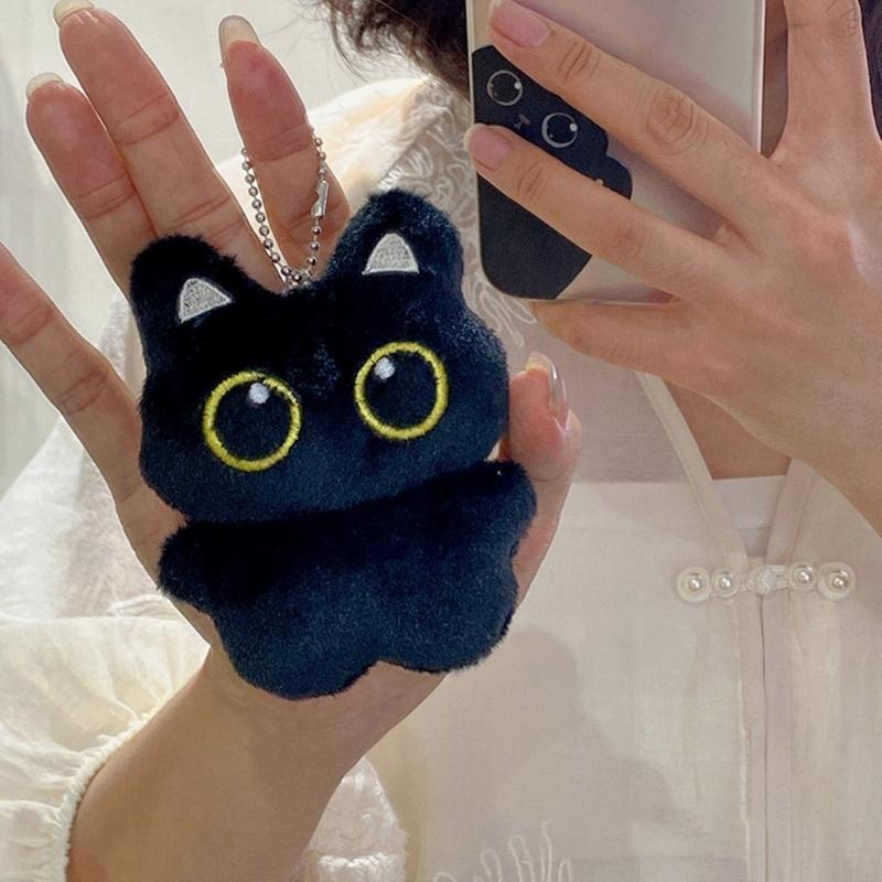 Black Cats Keychain Bag Charm With Ghostly Wing Soft Plush Lovely Style Christmas Halloween Gift Accessories
