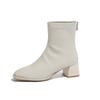 Black leather short boots, thin boots, new Martin boots, square head, medium heel, bare boots, thick heel, autumn single boots.