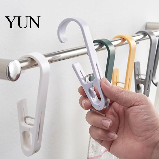 Home Organization Accessories Laundry Hook with Clip, Non-Drilling ABS Closet Organizer, Multi Purpose Plastic Clamps Durable Anti-slip Clothes