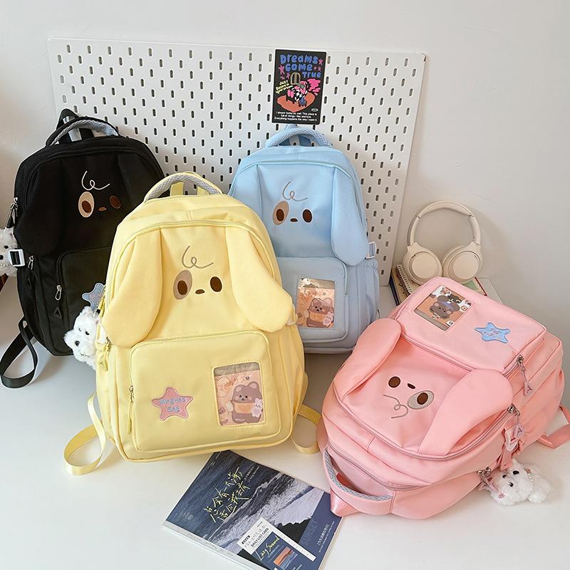 Schoolbag Cute Puppy Schoolbag Female Junior High School Student Cartoon Transparent Pain Bag Ins Wind Large Capacity Backpack Student Backpack Tide
