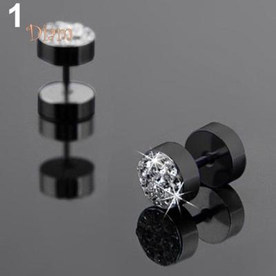SP 2 Stück Männer Barbell Punk Edelstahl Kristall Stein Ohrstecker Ohrringe Schmuck Schmuckstück