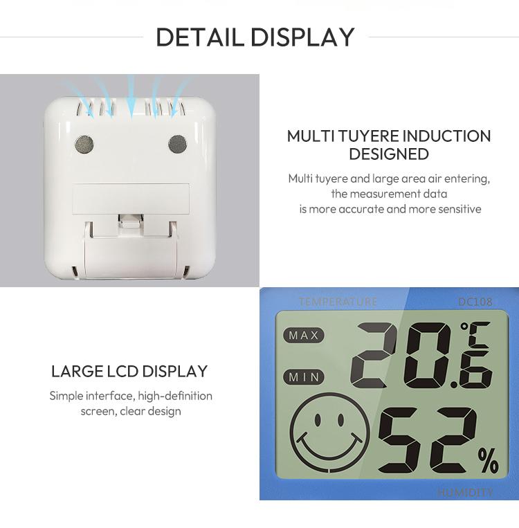 DC108 Digital Thermo-Hygrometer Indoor Thermometer - Precise Humidity & Temperature Monitor with Time Display for European Homes