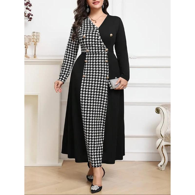 

Женское платье Fat MM Slim для похудения с контрастным цветом и принтом «Тысяча птиц» 4XL чёрный