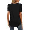 Women's Casual Ruffled Patchwork V-Neck Short Sleeve T-Shirt Top