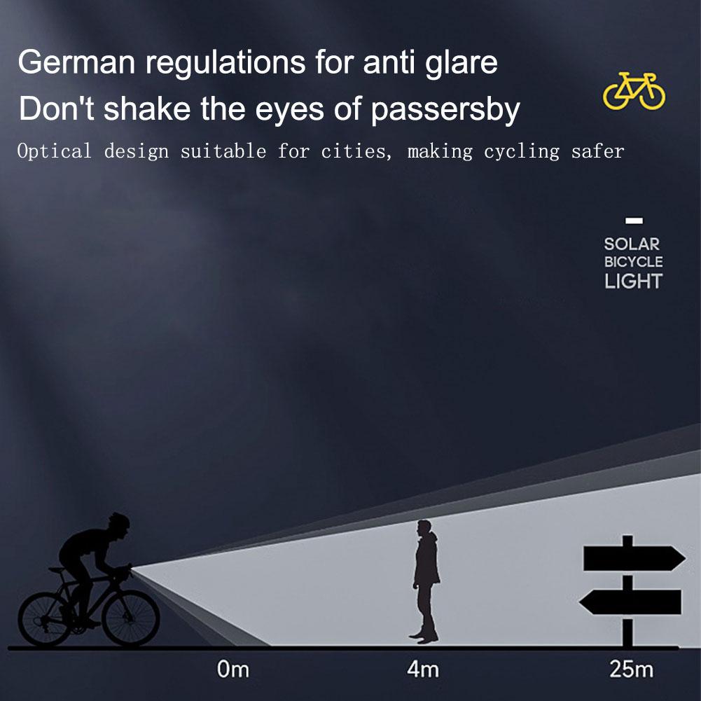 Solar Power MTB Road Bike Front Lamp 1200mAh Bike Handlebar Flashlight Waterproof LED Cycling Lantern with Horn for Night Riding